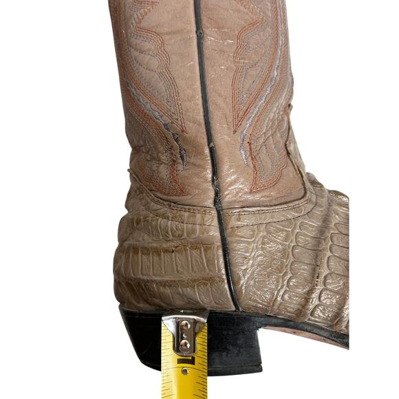 Reyme Men's Genuine Caiman / Alligator Tail Cowboy Boots Embroidered Sz~7 - Picture 16 of 16